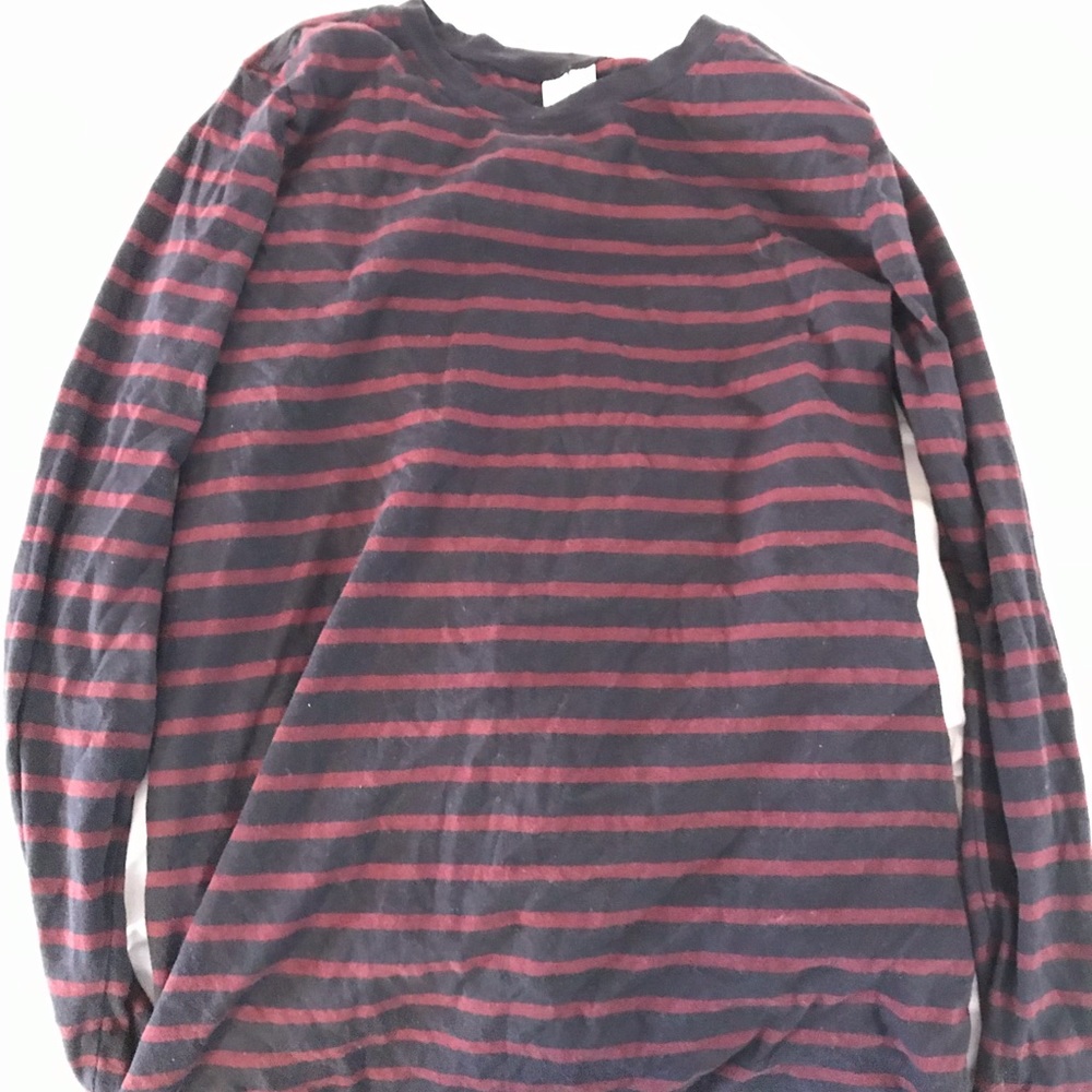 Navy and maroon  striped long sleeve tee